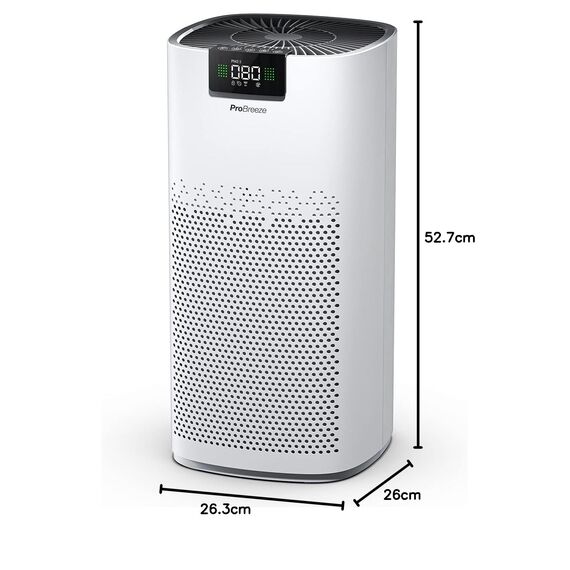 Pro Breeze Luftreiniger Hepa 13 Filter mit UV-C Lampe, Luft Ionisierer & Aktivkohlefilter, CADR 460m3 - Air Purifier mit Luftqualitätsmesser für große Räume bis 140m² - bis zu 99.95% Filterleistung