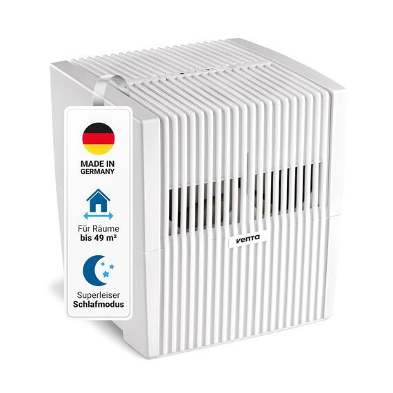 Venta Luftbefeuchter LW25 Classic Original, sehr leise 21 dB(A), energieeffizient 2 Watt, hygienische Kaltverdunstung ohne Filter, großer 7 l-Tank, bis 49 m², mit Duftfunktion