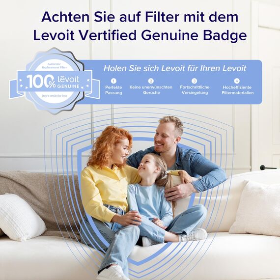 LEVOIT Ersatzfilter Luftfilter für Core 600S Luftreiniger, HEPA-filter, hocheffizienter Aktivkohlefilter und Vorfilter, gegen 99,97 Prozent Allergene Staub Pollen Rauch, Core 600S-RF, Weiß