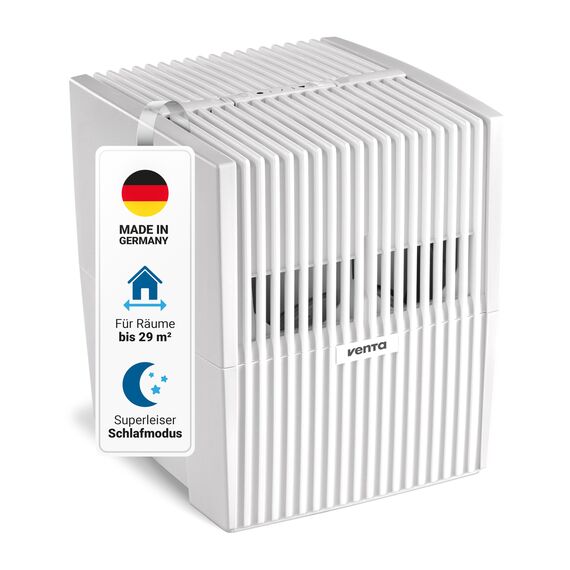 Venta Luftbefeuchter LW15 Classic Original, sehr leise 20 dB(A), energieeffizient 2 Watt, hygienische Kaltverdunstung ohne Filter, 5 l-Tank, bis 29 m², mit Duftfunktion
