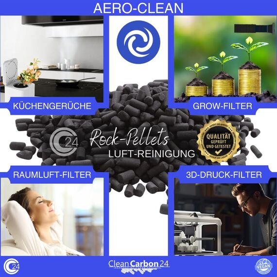 Aktivkohle Pellets Ø4mm, aus Steinkohle zur Luftreinigung AERO-CLEAN Rock-Pellets (2,5 Liter)