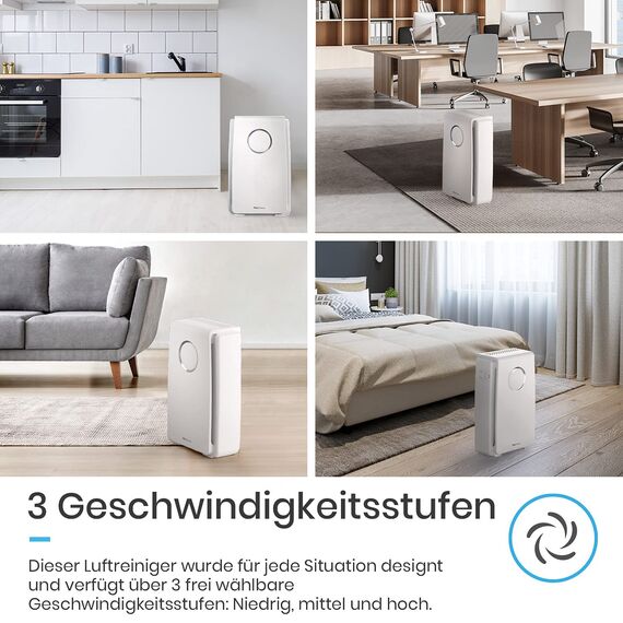 Pro Breeze HEPA Luftreiniger Allergiker für 52㎡ mit 5-in-1 HEPA Luftfilter gegen Schimmel Staub Pollen Rauch, CADR 218m³/h, Air Purifier für Raucherzimmer, 99,97% Filterleistung, Timer, Schlafmodus