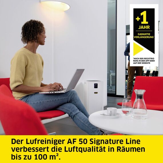 Kärcher Luftreiniger AF 50 Signature Line, Luftdurchsatz: 520 m³/h, Räume bis 100 m², entfernt 99,95% der Partikel bis 0,3 μm und Gerüche, Automatik-Funktion, Timer, Nachtmodus, inkl. Ersatzfilterset