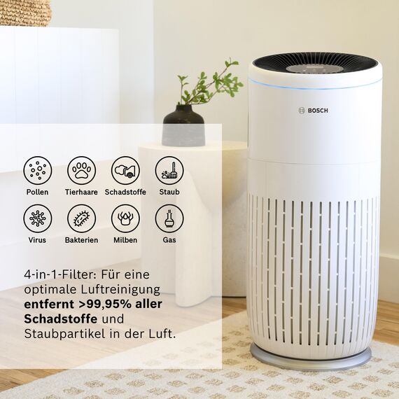 Bosch Original Air 6000 Filter für Luftreiniger - Ersatzfilter mit HEPA Filterschicht - 4-in-1, mit Aktivkohlefilter und zusätzlicher Filterschicht-Gegen Staub, feine Partikel und Gerüche in der Luft