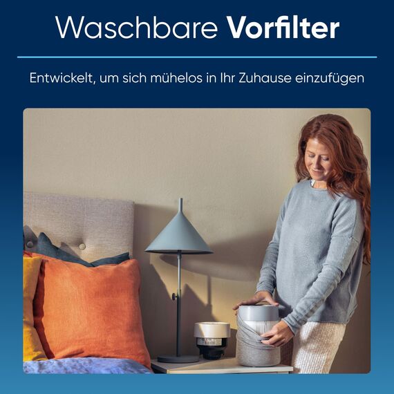 BLUEAIR Mini Air Purifier, kompakter Luftwäscher, entfernt 99,97% Staub, Pollen und Rauch, leise und tragbar für Schlafzimmer und Büro, Blue Pure Mini Max Wecklicht