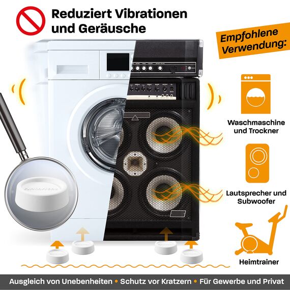 Hinrichs 4er Set Schwingungsdämpfer rund weiß - Dämpfer Waschmaschine - Vibrationsdämpfer Waschmaschine - Gummifüße Waschmaschine- Antivibrationszubehör für AEG Bosch Siemens Privileg etc.