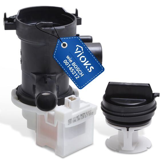 VIOKS Ablaufpumpe Ersatz für Bosch Pumpe 00145212 & Copreci KEBS - Laugenpumpe 30W mit Pumpenkopf Sieb für Waschmaschine Bosch Siemens iQ100 iQ300 iQ500 Avantixx Extraklasse Classixx VarioPerfect