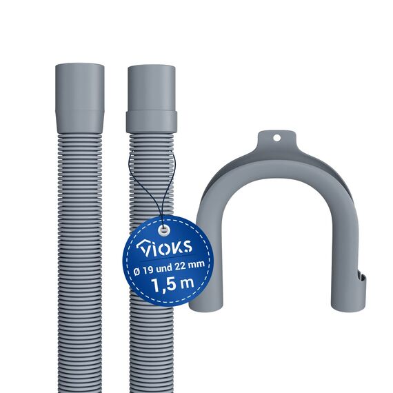 VIOKS Waschmaschine Ablaufschlauch Flexibel 1,5m 19/22mmØ & Spülmaschine Ablaufschlauch Geschirrspüler/Flexibler Abwasserschlauch Waschmaschine