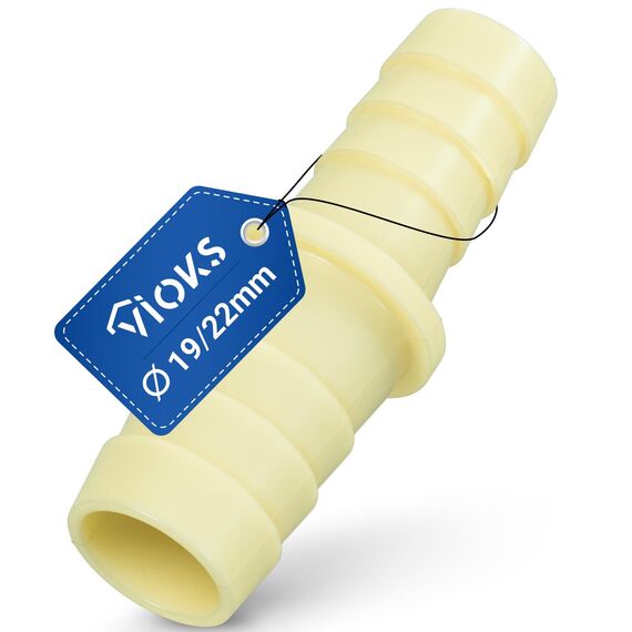 VIOKS Ablaufschlauch Verbinder Schlauch Verbindungsstück Wasserschlauch Verbinder 20/24mm Außen-Ø zum Verbinden von Ablaufschläuchen mit 19/22 mm Endstück-Ø - Spül-& Waschmaschine Zubehör