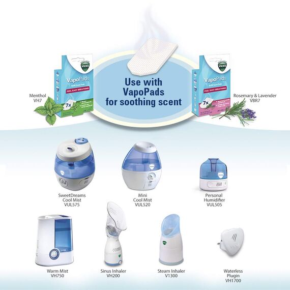 Vicks VapoPads Rosemary & Lavender - Pads with Essential Oils - Pack of 7 - Compatible with our Humidifiers, Inhalers & Diffusers - Suitable for Colds, Congestion - Releases Soothing Vapours - VBR7