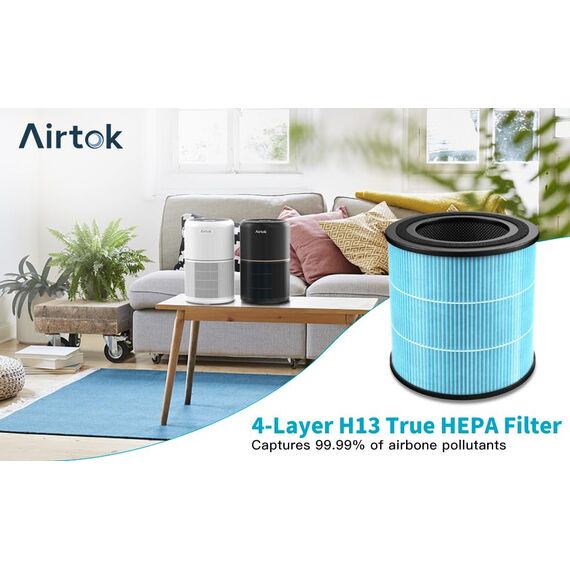 AIRTOK Luftreiniger AP0601 Ersatzfilter 2er Set, 4-Stufiges Filtersystem, H13 True HEPA Filter (Nur für Luftreiniger AP0601)