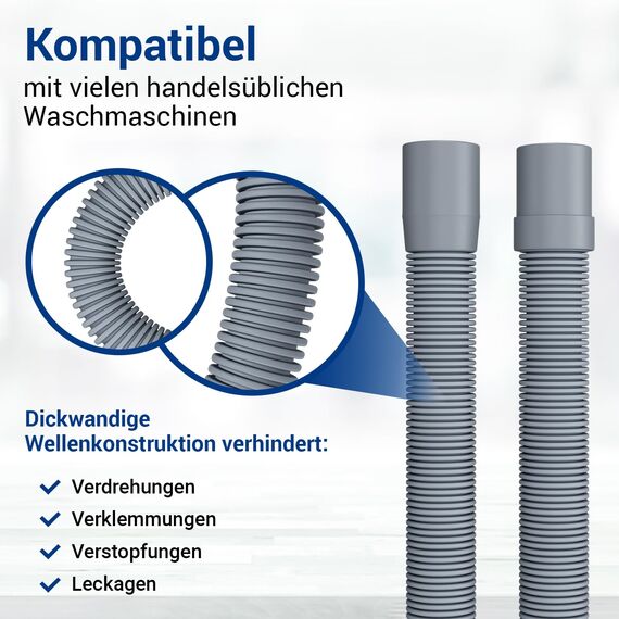 VIOKS Waschmaschine Ablaufschlauch 3m 19/22mmØ & Spülmaschine Ablaufschlauch Geschirrspüler/Flexibler Abwasserschlauch Waschmaschine Ersatzteile