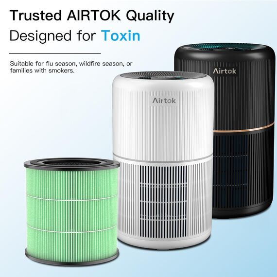AIRTOK Luftreiniger AP0601 Ersatzfilter 2er Set, 4-Stufiges Filtersystem, H13 True HEPA Filter (Nur für Luftreiniger AP0601)