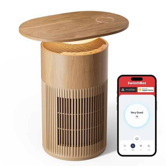 SwitchBot Luftreiniger mit App-Steuerung und Nachtlicht, CADR 400m³/h bis zu 83㎡ Zimmer, HEPA-Filter entfernt 99,97% Schimmel Staub Pollen