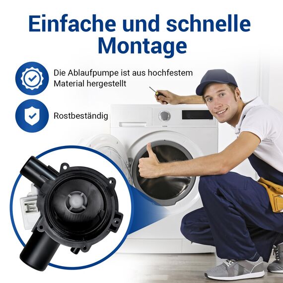 VIOKS Wasserpumpe Waschmaschine Pumpe 30 W Ersatz für Bosch Pumpe 00144978 00141896 Ablaufpumpe Laugenpumpe mit Pumpenkopf und Sieb passend für Bosch Serie 4 VarioPerfect, Avantixx Maxx, iQ300