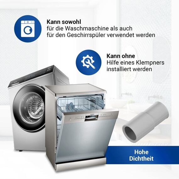 VIOKS Set 2x Waschmaschine Ablaufschlauch Adapter 21 auf 19 mmØ - Wasserschlauch Adapter Waschmaschine Abfluss Adаpter, Waschmаschine Ablauf Adаpter