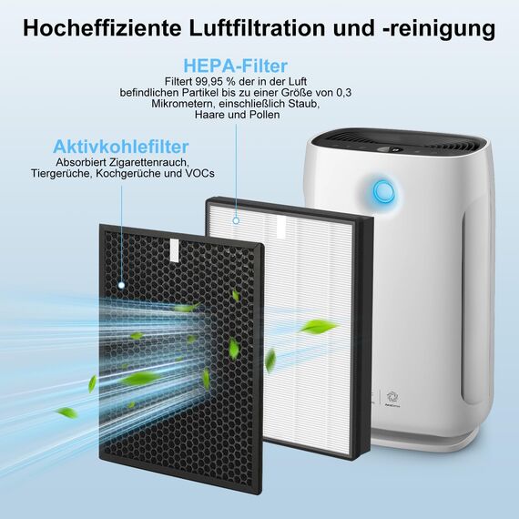 Fishoney FY2420/30 Filter für Philips AC2882, AC2887, AC2889 & AC3829, Serie 2000 und 3000, Ersetzt FY2422 & FY2420, 1 Hepa-Filter, 1 Aktivkohlefilter