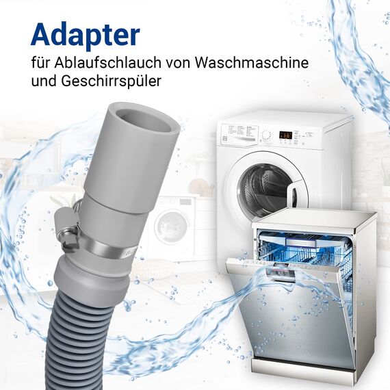VIOKS Ablaufschlauch Adapter 21 auf 19 mmØ - Waschmaschine Abfluss Adapter Siphon für Geschirrspüler