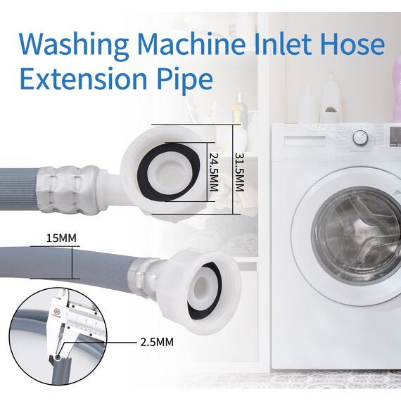 ilauke Ablaufschlauch Verlängerung, 2,5M Abwasserschlauch Spülmaschine Ablaufschlauch Schlauch Universal mit 6M PTFE-Band, 3/4 Zoll Winkel/Gerade für Waschmaschine Geschirrspüler