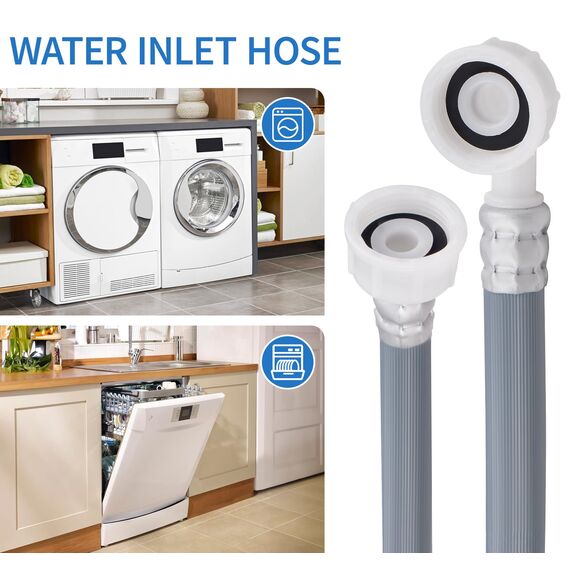 ilauke Ablaufschlauch Verlängerung, 2,5M Abwasserschlauch Spülmaschine Ablaufschlauch Schlauch Universal mit 6M PTFE-Band, 3/4 Zoll Winkel/Gerade für Waschmaschine Geschirrspüler
