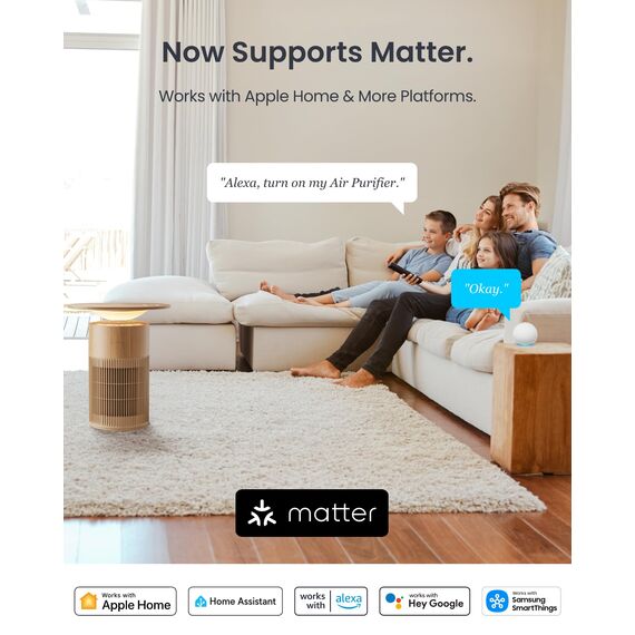SwitchBot Luftreiniger mit App-Steuerung und Nachtlicht, CADR 400m³/h bis zu 83㎡ Zimmer, HEPA-Filter entfernt 99,97% Schimmel Staub Pollen