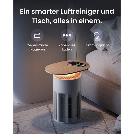 SwitchBot Luftreiniger mit App-Steuerung und Nachtlicht, CADR 400m³/h bis zu 83㎡ Zimmer, HEPA-Filter entfernt 99,97% Schimmel Staub Pollen