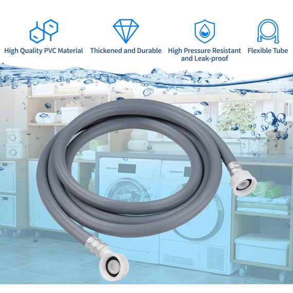 ilauke Ablaufschlauch Verlängerung, 2,5M Abwasserschlauch Spülmaschine Ablaufschlauch Schlauch Universal mit 6M PTFE-Band, 3/4 Zoll Winkel/Gerade für Waschmaschine Geschirrspüler