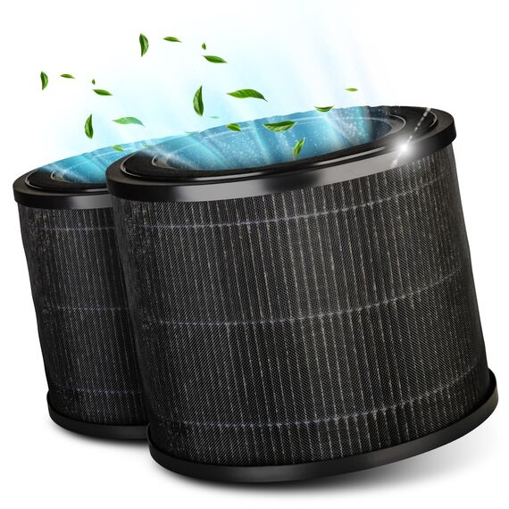 Grundig Luftreiniger Allergiker Air Purifier - Extra leise - Hepa Filter mit Premium AKTIVKOHLEFILTER I filtert 99,9% Staub/Pollen/Viren I Automatikmodus, Luftqualitätsanzeige - 49m2 (2 Ersatzfilter)