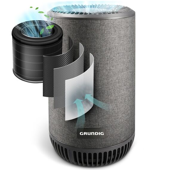 Grundig Luftreiniger Allergiker Air Purifier - Extra leise Hepa Filter + AKTIVKOHLEFILTER filtert 99,9% Schimmel Staub Pollen Viren Raucherzimmer, Luftqualitätsanzeige - 49m2 (Luftreiniger)