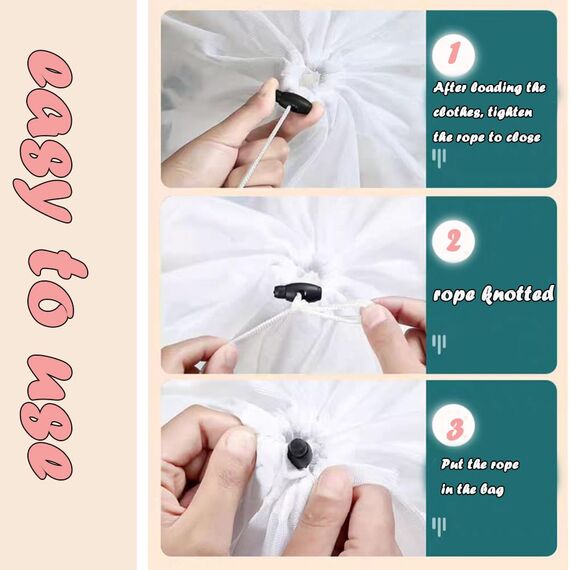 1 Stücke Wäschenetz für Waschmaschine, 50x 60cm Wäschesack Wäschebeutel Wäschenetz Klein mit Kordelstopper Wiederverwendbar für Unterwäsche Babywäsche Socken