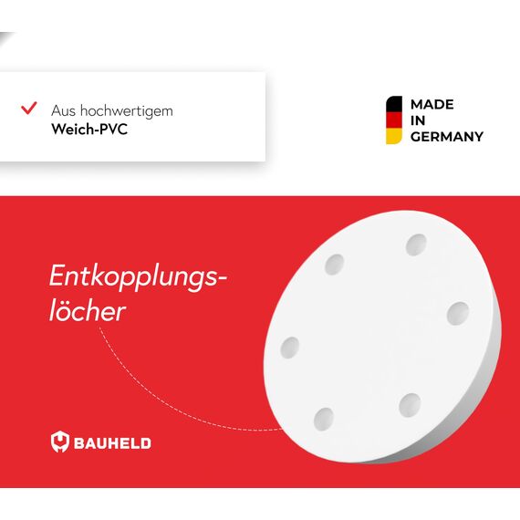 BAUHELD 4x Schwingungsdämpfer Waschmaschine und Trockner [Made in Germany] - Antivibrationsfüße aus Gummi - Vibrationsdämpfer kompatibel mit Bosch, Siemens, AEG - Rutschfeste Unterlage in Weiß