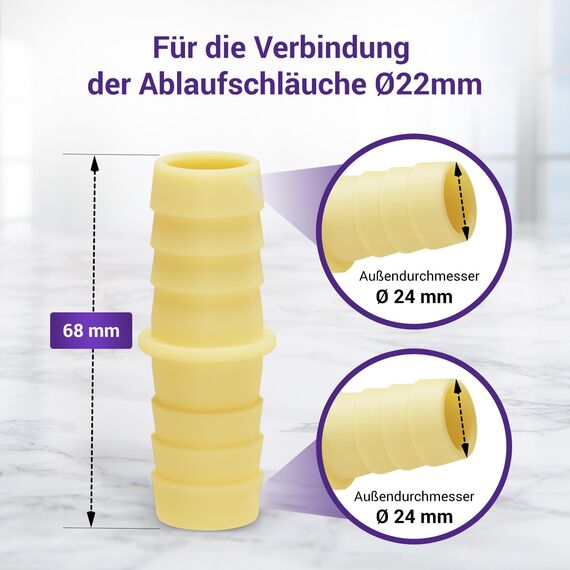Viоks.pro Waschmaschine Ablaufschlauch Adapter Ø22mm für Flexibler Ablaufschlauch Verlängerung/Abwasserschlauch Spülmaschine & Schlauchverbinder für Wasserschlauch Waschmaschine