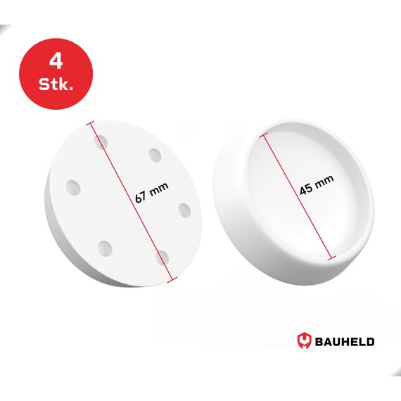 BAUHELD 4x Schwingungsdämpfer Waschmaschine und Trockner [Made in Germany] - Antivibrationsfüße aus Gummi - Vibrationsdämpfer kompatibel mit Bosch, Siemens, AEG - Rutschfeste Unterlage in Weiß
