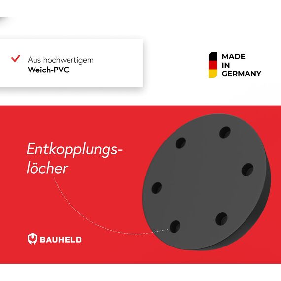 BAUHELD 4x Schwingungsdämpfer Waschmaschine und Trockner [Made in Germany] - Antivibrationsfüße aus Gummi - Vibrationsdämpfer kompatibel mit Bosch, Siemens, AEG - Rutschfeste Unterlage in Schwarz