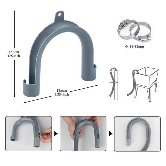 ilauke Ablaufschlauch Verlängerung für Waschmaschinen und Geschirrspüler, Verlängerungsschlauch Ablaufschlauchverlängerung mit Inklusive Bügel und Schlauchschellen, Abgewinkelt, 2,5m