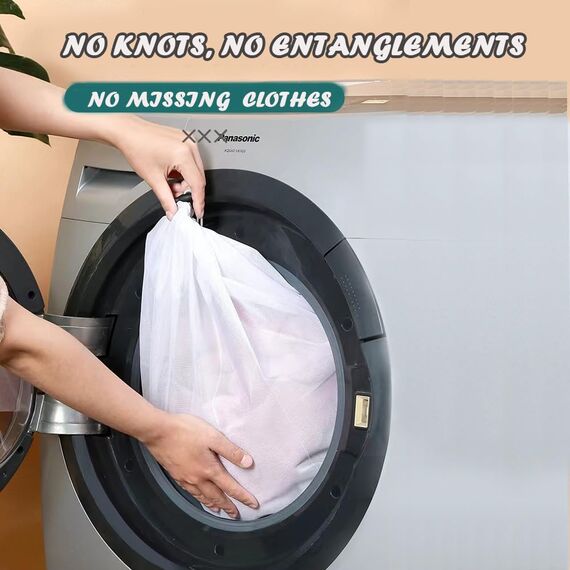1 Stücke Wäschenetz für Waschmaschine, 50x 60cm Wäschesack Wäschebeutel Wäschenetz Klein mit Kordelstopper Wiederverwendbar für Unterwäsche Babywäsche Socken