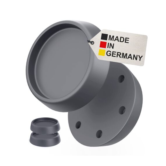 BAUHELD 4x Schwingungsdämpfer Waschmaschine und Trockner [Made in Germany] - Antivibrationsfüße aus Gummi - Vibrationsdämpfer kompatibel mit Bosch, Siemens, AEG - Rutschfeste Unterlage in Grau