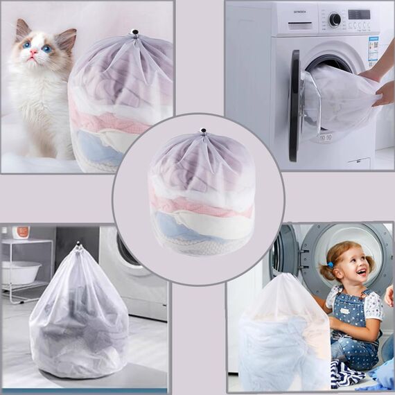 1 Stücke Wäschenetz für Waschmaschine, 50x 60cm Wäschesack Wäschebeutel Wäschenetz Klein mit Kordelstopper Wiederverwendbar für Unterwäsche Babywäsche Socken