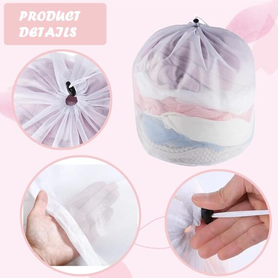1 Stücke Wäschenetz für Waschmaschine, 50x 60cm Wäschesack Wäschebeutel Wäschenetz Klein mit Kordelstopper Wiederverwendbar für Unterwäsche Babywäsche Socken
