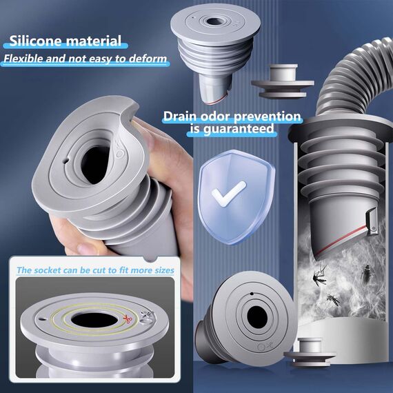 Waschmaschinen Rohrdichtung WISIRENT, 70-75mm Grau Universal-Rohrdichtungen Washing Machine Drain Hose Seal, Waschmaschinen Ablaufschlauchdichtung, Abflussrohr Dichtungsring für Waschmaschine