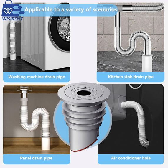 Waschmaschinen Rohrdichtung WISIRENT, 35-40mm Abflussrohrdichtung Schlauch Washing Machine Drain Hose Seal, Waschmaschinen Rohrdichtung mit Verschlussdeckel, Waschmaschine Abfluss Dichtung für Küche