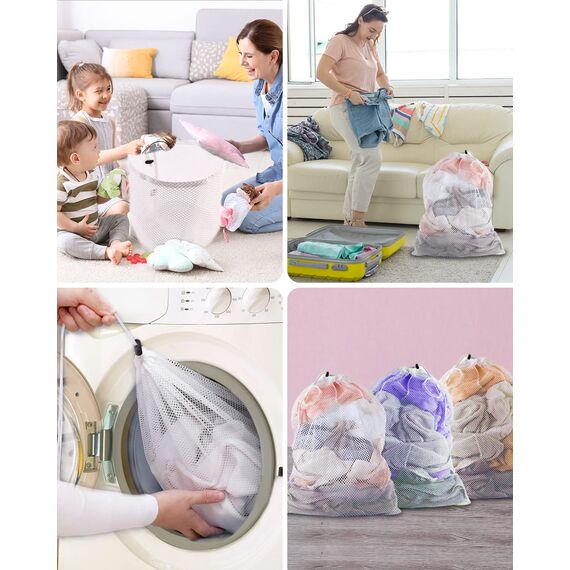 Wäschenetz Für Waschmaschine,Wiederverwendbare Groß Wäschenetz,Wäschebeutel Für Waschmaschine Mit Kordelzug Verschluss,3er Set Wäschesack,Geeignet Für Collegewohnheim,Familie Und Wohnungsbewohner