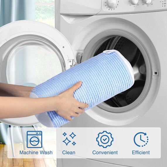 Teletrogy 2Pcs Schuhe Waschbeutel, Schuhwaschbeutel Waschmaschine mit Verstellbare Schuhspanner, Wäschesack Schuhe mit Verstecktem Reißverschluss, Wiederverwendbarer Wäschenetz für Sneaker, Blau