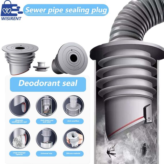 60-65mm Grau Waschmaschinen Rohrdichtung WISIRENT, Washing Machine Drain Hose Seal Waschmaschinen Ablaufschlauchdichtung, Deodorant Dichtung Rohr Dichtung für Waschmaschine, Küchenabfluss