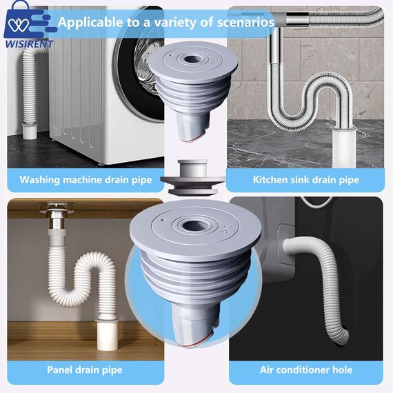 Waschmaschinen Rohrdichtung WISIRENT, 70-75mm Grau Universal-Rohrdichtungen Washing Machine Drain Hose Seal, Waschmaschinen Ablaufschlauchdichtung, Abflussrohr Dichtungsring für Waschmaschine