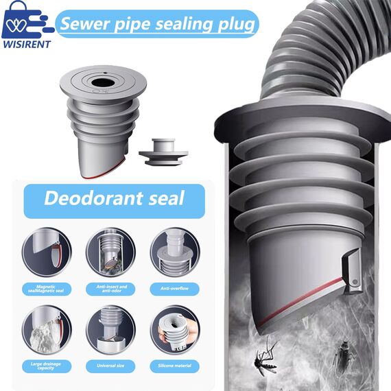 Waschmaschinen Rohrdichtung WISIRENT, 35-40mm Abflussrohrdichtung Schlauch Washing Machine Drain Hose Seal, Waschmaschinen Rohrdichtung mit Verschlussdeckel, Waschmaschine Abfluss Dichtung für Küche