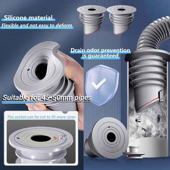 45-50mm Waschmaschinen Rohrdichtung WISIRENT, Grau Waschmaschinen-Ablaufschlauchdichtung, Washing Machine Drain Hose Seal, Waschmaschine Abfluss Dichtung Abflussrohr Dichtung für Zuhause, Küche, Bad