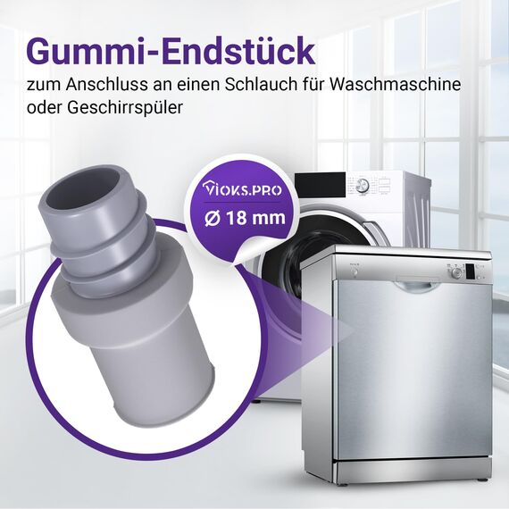 Viоks.pro Ablaufschlauch Verbinder 18 mmØ Waschmaschine Abfluss Adapter Gummi Schlauch Endstück - Verbindungsstück Ablaufschlauch Adapter für Abwasserschlauch Waschmaschine Spülmaschine