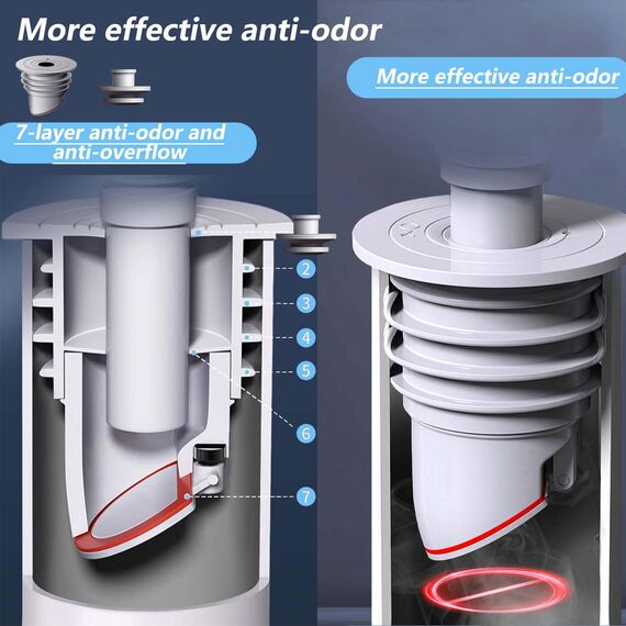 60-65mm Grau Waschmaschinen Rohrdichtung WISIRENT, Washing Machine Drain Hose Seal Waschmaschinen Ablaufschlauchdichtung, Deodorant Dichtung Rohr Dichtung für Waschmaschine, Küchenabfluss