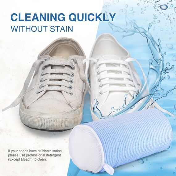 Teletrogy 2Pcs Schuhe Waschbeutel, Schuhwaschbeutel Waschmaschine mit Verstellbare Schuhspanner, Wäschesack Schuhe mit Verstecktem Reißverschluss, Wiederverwendbarer Wäschenetz für Sneaker, Blau